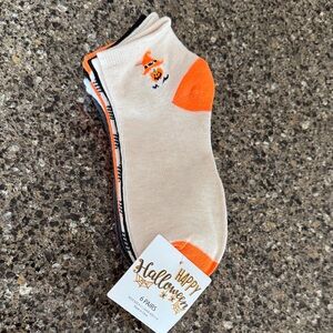 NEW Halloween Ladies' Ankle Socks - 6 pairs - Orange, Black & White - size 9-11